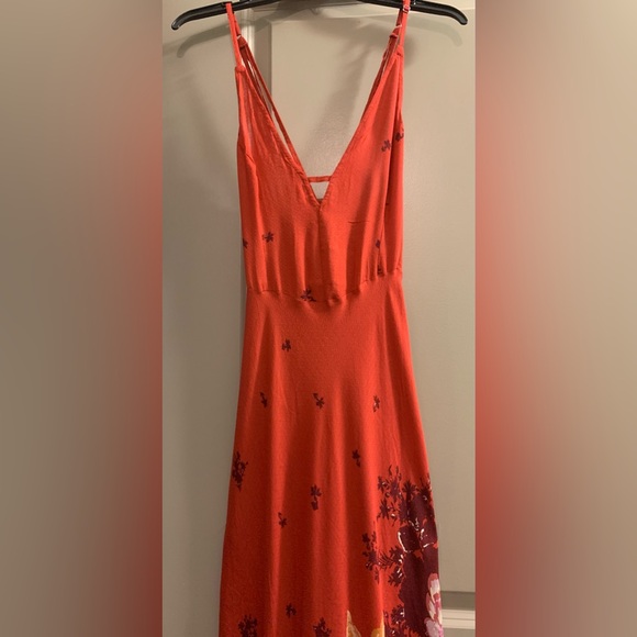 Free People Get To You Printed Maxi Floral Slip Dress Scarlet Combo - Small NWT - Picture 12 of 16